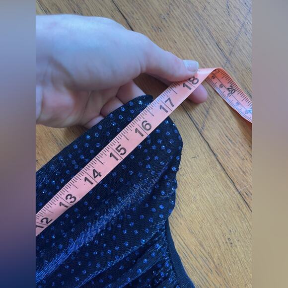 Late 90s Early Y2K Blue Metallic Tube Top Prom Dress - Picture 6 of 6